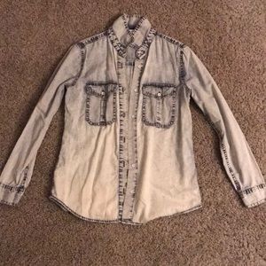 Stone Wash Denim Long Sleeve Shirt